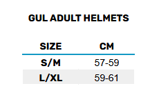 2025 GUL ADULT HELMETS 0 Gráfico do tamanho